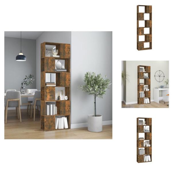 Vidaxl Libreria/Divisorio In Rovere Fumé 60X24X186 Cm - Librerie E Scaffali-image