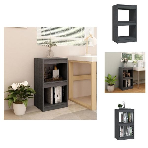 Vidaxl Scaffale Grigio 40X30X71,5 Cm In Legno Di Pino Massiccio - Librerie E Scaffali-image