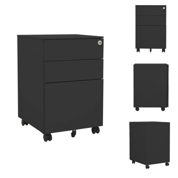 Vidaxl Armadio Per Archiviazione Con Rotelle Antracite 39X45X60 Cm In Acciaio - Armadi Per Archiviazione-image