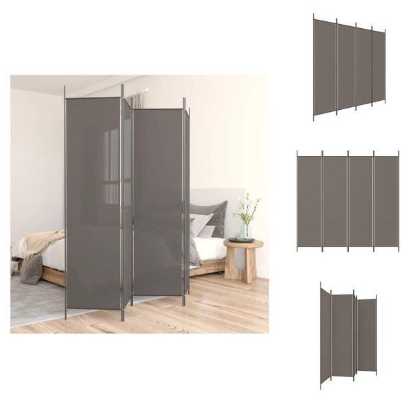 Vidaxl Paravento 4 Pezzi Antracite 200X220 Cm Tessuto - Divisorio Per Ambienti-image