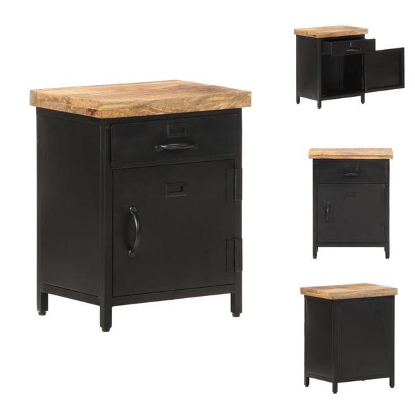 Vidaxl Comodino 40X30X52 Cm In Legno Massiccio Di Mango - Comodini-image