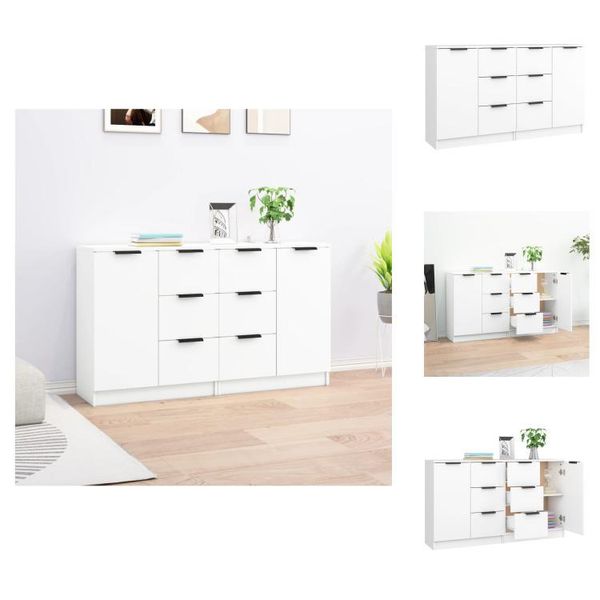 Vidaxl Credenze 2 Pz. Bianco 60X30X70 Cm Materiale A Base Di Legno - Credenze-image