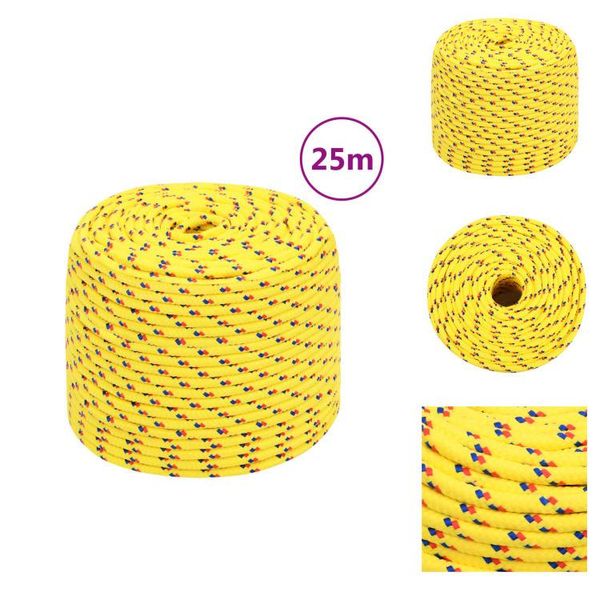 Vidaxl Corda Da Barca Gialla 10 Mm 25 M In Polipropilene - Corde-image
