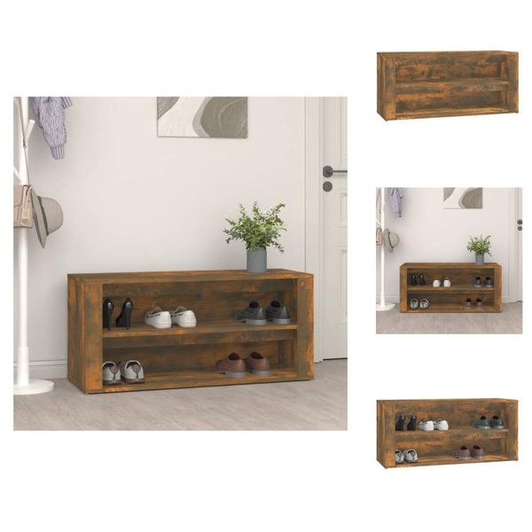 Vidaxl Portascarpe In Rovere Affumicato 100X35X45 Cm In Legno - Portascarpe E Armadietti-image