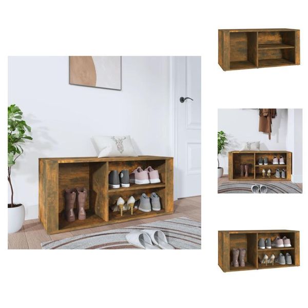 Vidaxl Portascarpe In Rovere Affumicato 100X35X45 Cm In Legno - Portascarpe E Armadietti-image