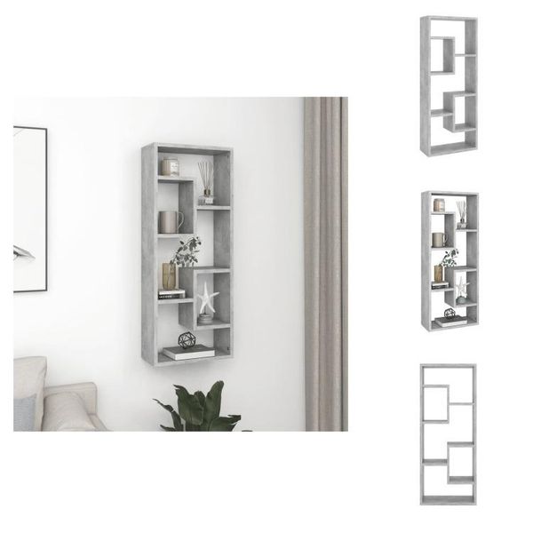Vidaxl Scaffale A Muro Grigio Cemento 36X16X90 Cm Materiale A Base Di Legno - Scaffali A Muro-image