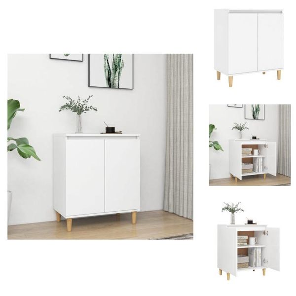 Vidaxl Credenza Con Gambe In Legno Massiccio Bianco 60X35X70 Cm Materiale A Base Di Legno - Credenze-image
