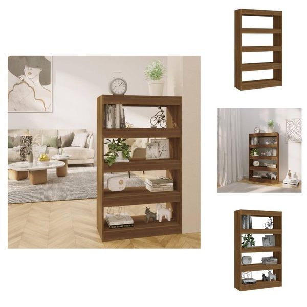 Vidaxl Libreria/Divisorio Per Camera In Rovere Marrone 80X30X135 Cm Materiale A Base Di Legno - Librerie E Librerie-image