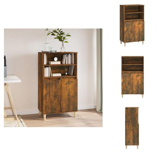 Vidaxl Credenza Rovere Fumé 60X36X110 Cm Materiale A Base Di Legno - Credenze-image