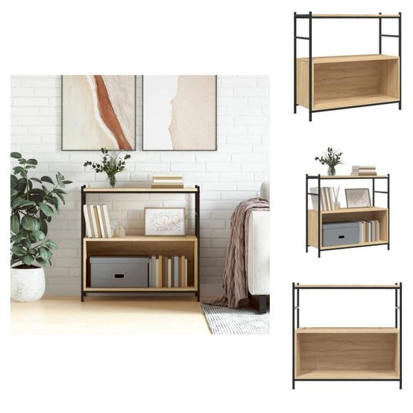 Vidaxl Libreria Rovere Sonoma 80X30X78,5 Cm Materiale A Base Di Legno E Ferro - Librerie E Scaffali-image