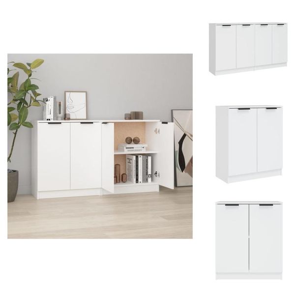 Vidaxl Credenze 2 Pz. Bianco 60X30X70 Cm Materiale A Base Di Legno - Credenze-image