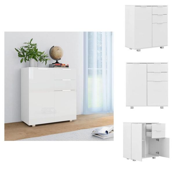 Vidaxl Credenza Bianca Lucida 71X35X80 Cm In Materiale Ligneo - Credenze-image