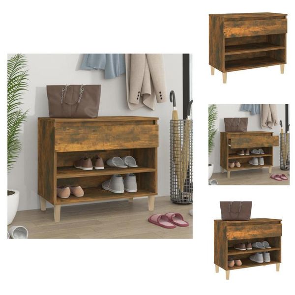 Vidaxl Portascarpe In Rovere Affumicato 70X36X60 Cm In Legno - Portascarpe E Armadietti-image