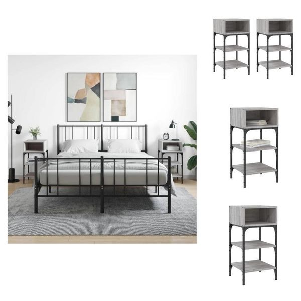 Vidaxl Comodini 2 Pz. Grigio Sonoma 35X34,5X70 Cm Materiale A Base Di Legno - Comodini-image