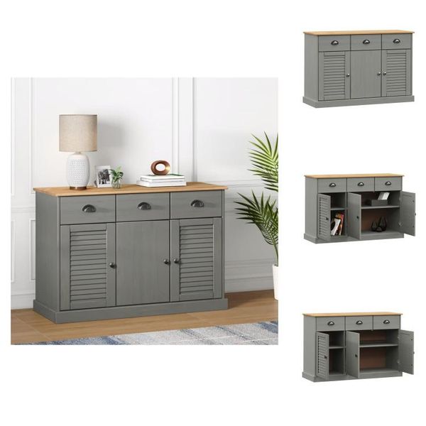 Vidaxl Credenza Con Cassetti Vigo 113X40X75 Cm Pino Massiccio - Credenze-image
