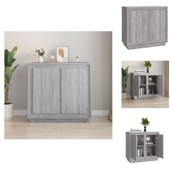 Vidaxl Credenza Grigio Sonoma 80X34X75 Cm Materiale A Base Di Legno - Credenze-image