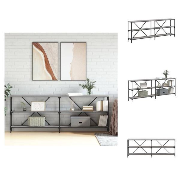Vidaxl Consolle Grigio Sonoma 200X30X75 Cm In Legno E Ferro - Tavolini-image