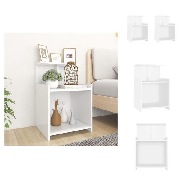 Vidaxl Comodini 2 Pz. Bianco 40X35X60 Cm Materiale A Base Di Legno - Comodini-image