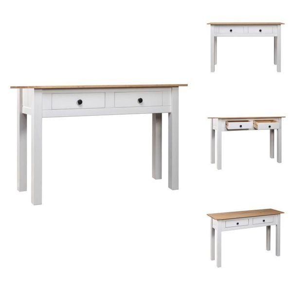 Vidaxl Tavolino Bianco 110X40X72 Cm In Legno Di Pino Panama - Tavolini-image