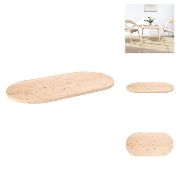 Vidaxl Piano Da Tavolo 90X45X2,5 Cm In Legno Massiccio Di Pino Ovale - Piani Da Tavolo-image