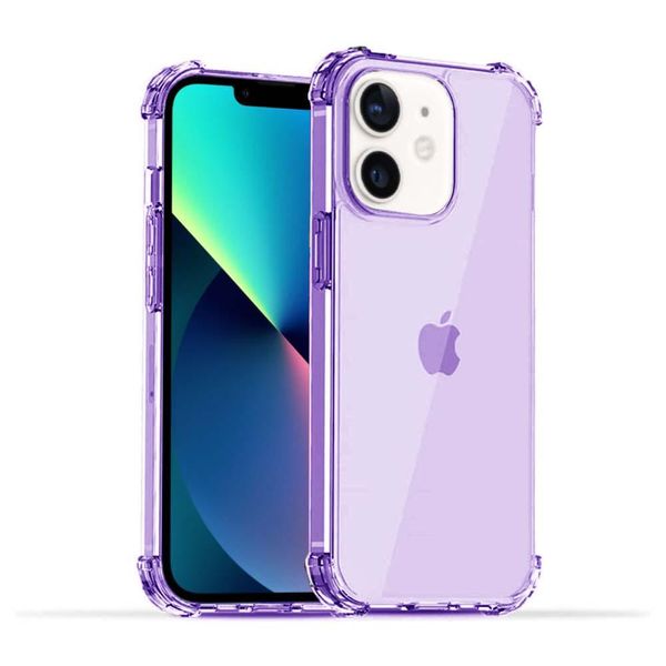 Smartphonica Iphone 12 Mini Custodia In Silicone Antiurto Trasparente Con Paraurti - Viola-image