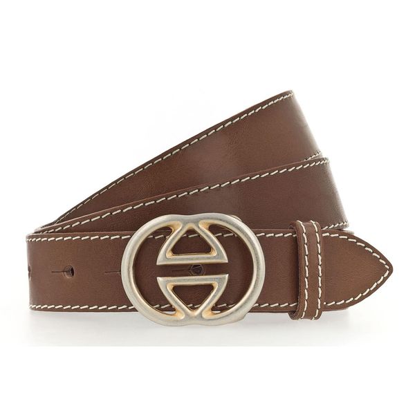 Vanzetti Pelle Cintura Leather Buckel Belt W95 Baileys Marrone-image