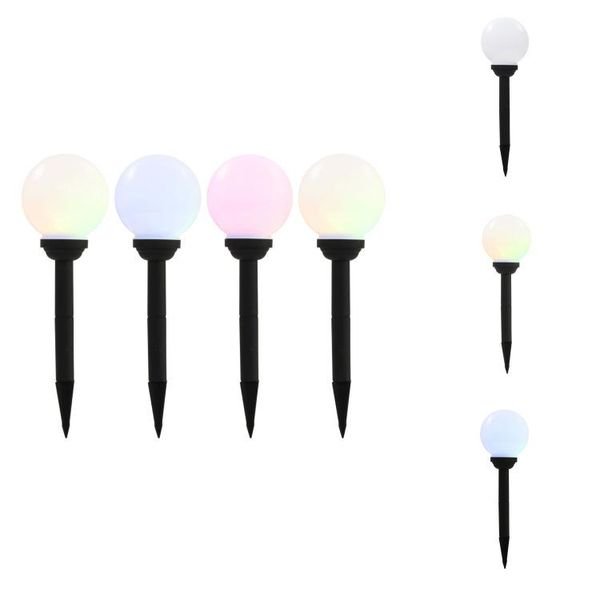 Vidaxl Luci Solari Per Esterni 4 Pz. Led Sferici 15 Cm Rgb - Illuminazione Esterna-image