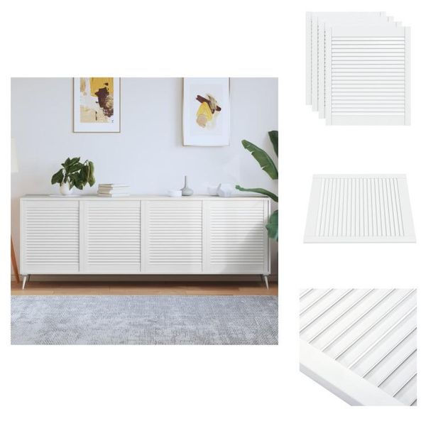 Vidaxl Armadio Ante A Persiana Design 4 Pz. Bianco 69X59,4 Cm In Legno Massiccio - Ante Armadio-image