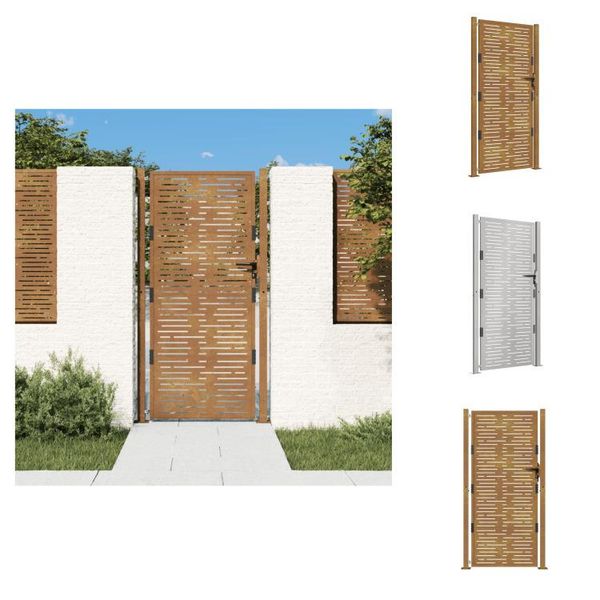 Vidaxl Cancello Da Giardino 105X205 Cm In Acciaio Corten Design Quadrato - Cancelli Da Giardino-image