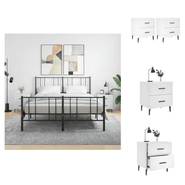 Vidaxl Comodini 2 Pz. Bianco 40X35X47,5 Cm Materiale A Base Di Legno - Comodini-image