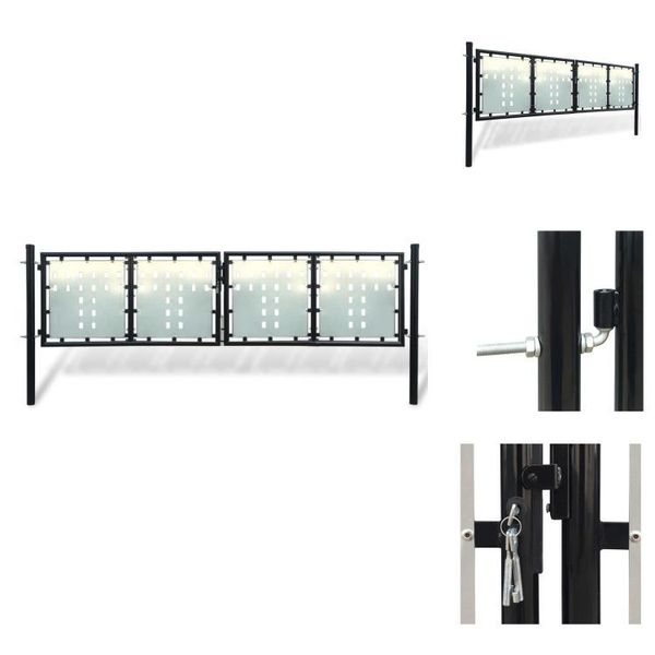 Vidaxl Cancello Di Recinzione (Cancello Singolo) Nero 300X150 Cm - Cancelli Da Giardino-image