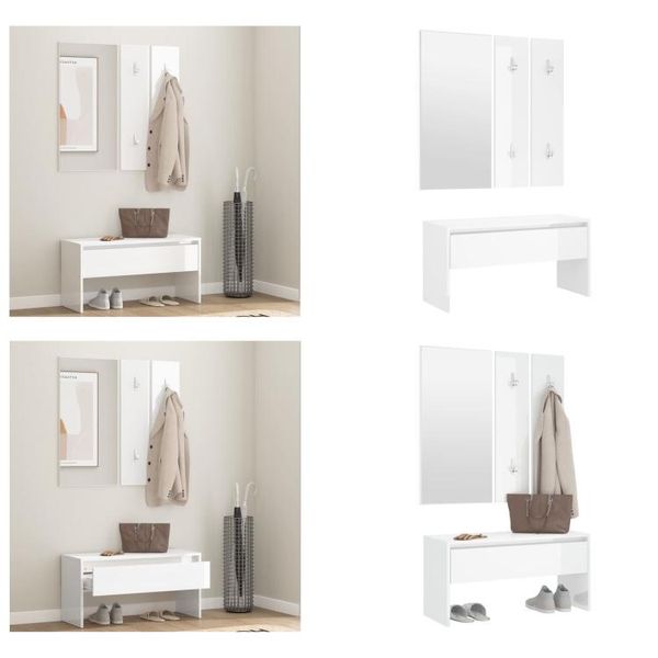Vidaxl Set Di Mobili Per Corridoio In Legno Bianco Lucido - Set Di Mobili Per Corridoio - Set Di Mobili Per Corridoio - Mobili Per Corridoio - Set Di Mobili Per Corridoio-image