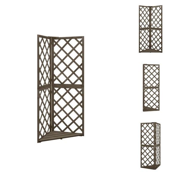 Vidaxl Traliccio Angolare Grigio 50X50X145 Cm In Legno Massiccio Di Abete - Archi Di Rose, Tralicci E Pergole-image
