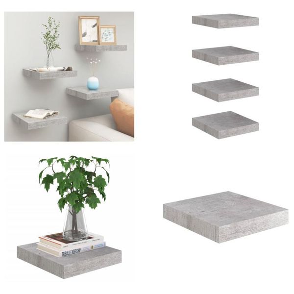 Vidaxl Mensole Galleggianti 4 Pz. Grigio Cemento 23X23,5X3,8 Cm Mdf - Mensola A Muro - Mensole A Muro - Mensola A Muro Galleggiante - Mensola A Muro Galleggiante-image