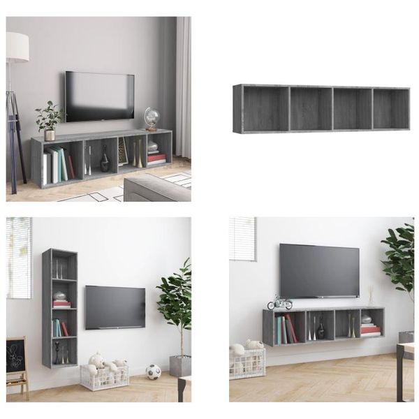 Vidaxl Scaffale/Tv Grigio Sonoma 143X30X36 Cm Materiale A Base Di Legno - Scaffale - Librerie - Scaffale A Muro - Libreria-image