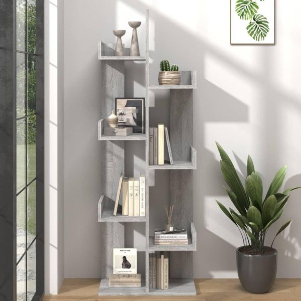 Vidaxl Libreria 48X25,5X140 Cm In Legno Grigio Sonoma - Libreria - Librerie - Scaffale - Organizzatore Di Libri-image