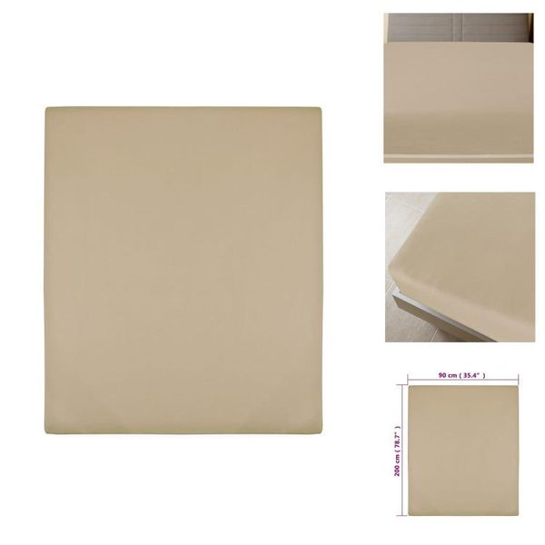 Vidaxl Lenzuolo A Pieghe Jersey Taupe 90X200 Cm In Cotone - Lenzuolo Da Letto-image