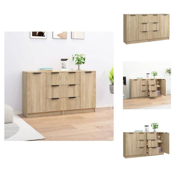 Vidaxl Credenze 2 Pezzi Rovere Sonoma 60X30X70 Cm Materiale A Base Di Legno - Credenze-image