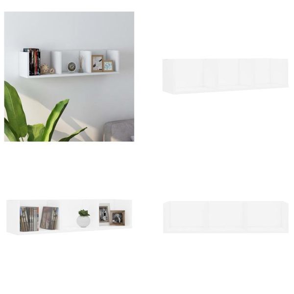 Vidaxl Scaffale A Muro Per Cd Bianco 75X18X18 Cm - Scaffale A Muro - Scaffali - Scaffali - Scaffalature-image