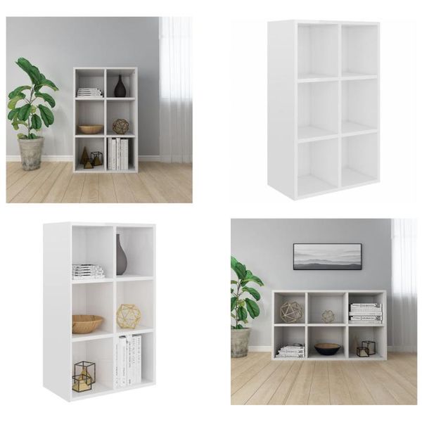 Vidaxl Libreria/Sideboard Bianco Lucido 66X30X98 Cm Materiale A Base Di Legno - Libreria - Librerie - Libreria - Librerie-image