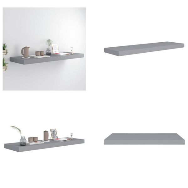 Vidaxl Mensola Galleggiante Grigia 80X23,5X3,8 Cm In Mdf - Mensola A Muro - Mensola A Muro Galleggiante - Mensola A Muro Galleggiante-image