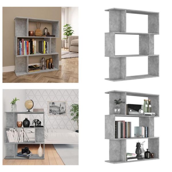 Vidaxl Libreria/Divisorio Grigio Cemento 80X24X96 Cm Materiale A Base Di Legno - Libreria - Librerie - Libreria - Librerie-image