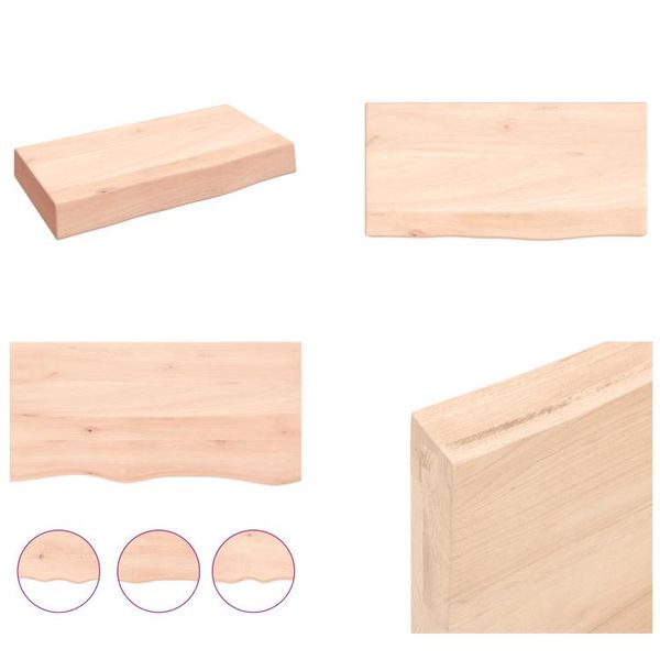 Vidaxl Mensola A Muro 40X20X6 Cm In Legno Massiccio Di Quercia Non Trattato - Mensola A Muro - Mensola Portaoggetti - Mensola Galleggiante-image