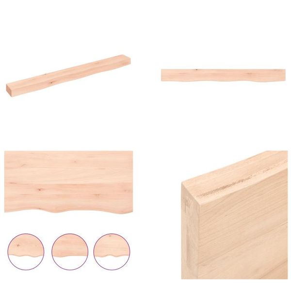 Vidaxl Mensola A Muro 100X10X6 Cm In Legno Massiccio Di Quercia Non Trattato - Mensola A Muro - Mensola Portaoggetti - Mensola Galleggiante-image