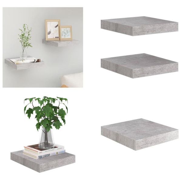 Vidaxl Mensole Galleggianti 2 Pz. Grigio Cemento 23X23,5X3,8 Cm Mdf - Mensola A Muro - Mensole A Muro - Mensola A Muro Galleggiante - Mensola A Muro Galleggiante-image