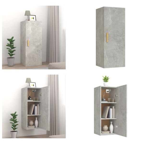 Vidaxl Armadio A Muro Grigio Cemento 34,5X34X90 Cm In Legno - Armadio A Muro - Armadio A Muro - Armadio A Muro - Armadio A Muro Per Tv-image