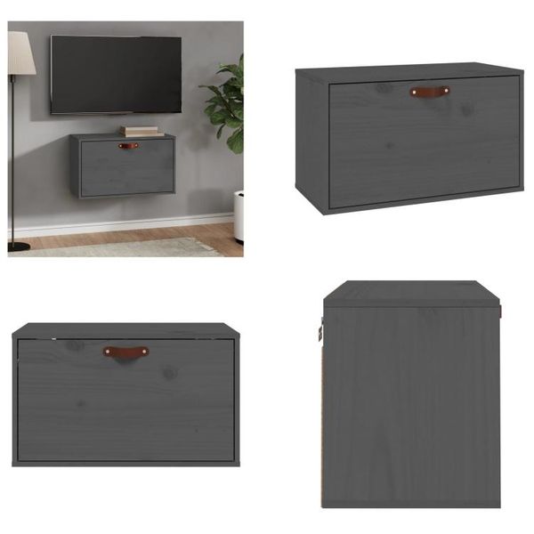Vidaxl Armadio A Muro Grigio 60X30X35 Cm In Pino Massiccio - Armadio A Muro - Armadio A Muro - Armadio A Muro In Legno Massiccio-image
