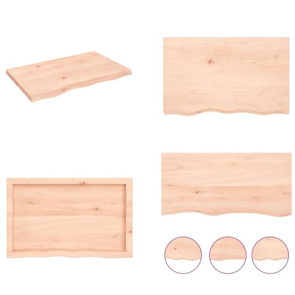 Vidaxl Scaffale A Muro 80X50X(2 4) Cm In Legno Massiccio Di Quercia Non Trattato - Scaffale A Muro - Scaffale A Muro - Scaffale Portaoggetti - Scaffale Galleggiante-image