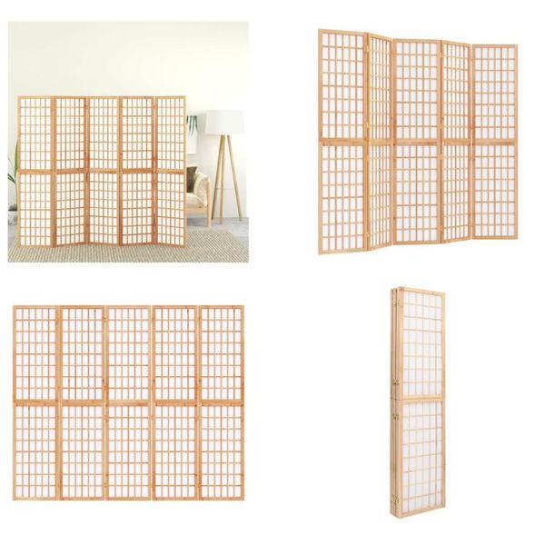 Vidaxl 5 Pezzi Paravento Pieghevole Stile Giapponese 200X170 Cm - Paravento Pieghevole - Divisorio Per Ambienti - Divisorio Per Ambienti-image