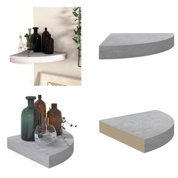 Vidaxl Mensola Galleggiante Angolare Grigio Cemento 25X25X3,8 Cm Mdf - Mensola A Muro - Mensole A Muro - Mensole A Muro - Mensole A Muro-image